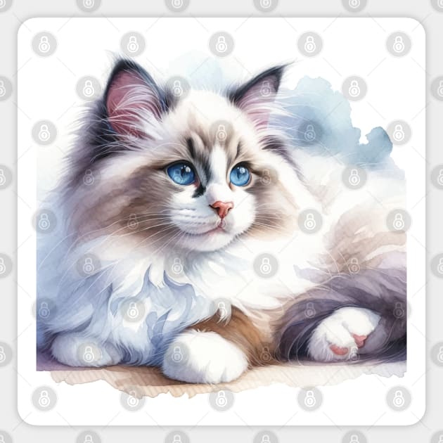 Ragdoll Watercolor Kitten - Cute Kitties Sticker by Aquarelle Impressions